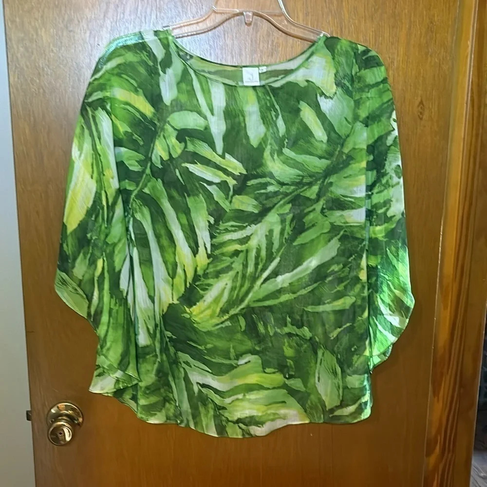 Jones New York Beautiful Sheer Green Blouse Size S